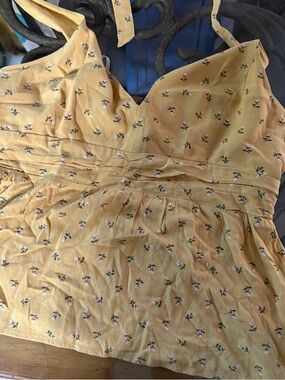American Eagle Outfitters Yellow Floral Tie-Shoulder Camisole